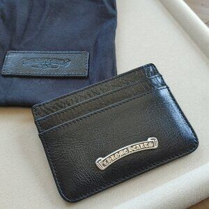Chrome Hearts black leather cardholder 925 Sterling silver hardware (New)